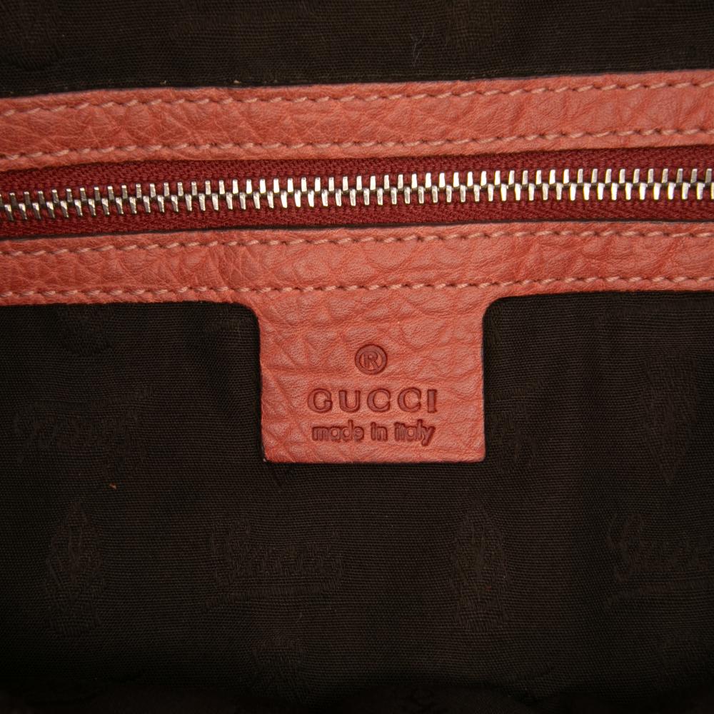 Gucci B Gucci Orange Dark Orange Calf Leather Medium Bamboo Libeccio Tote Italy