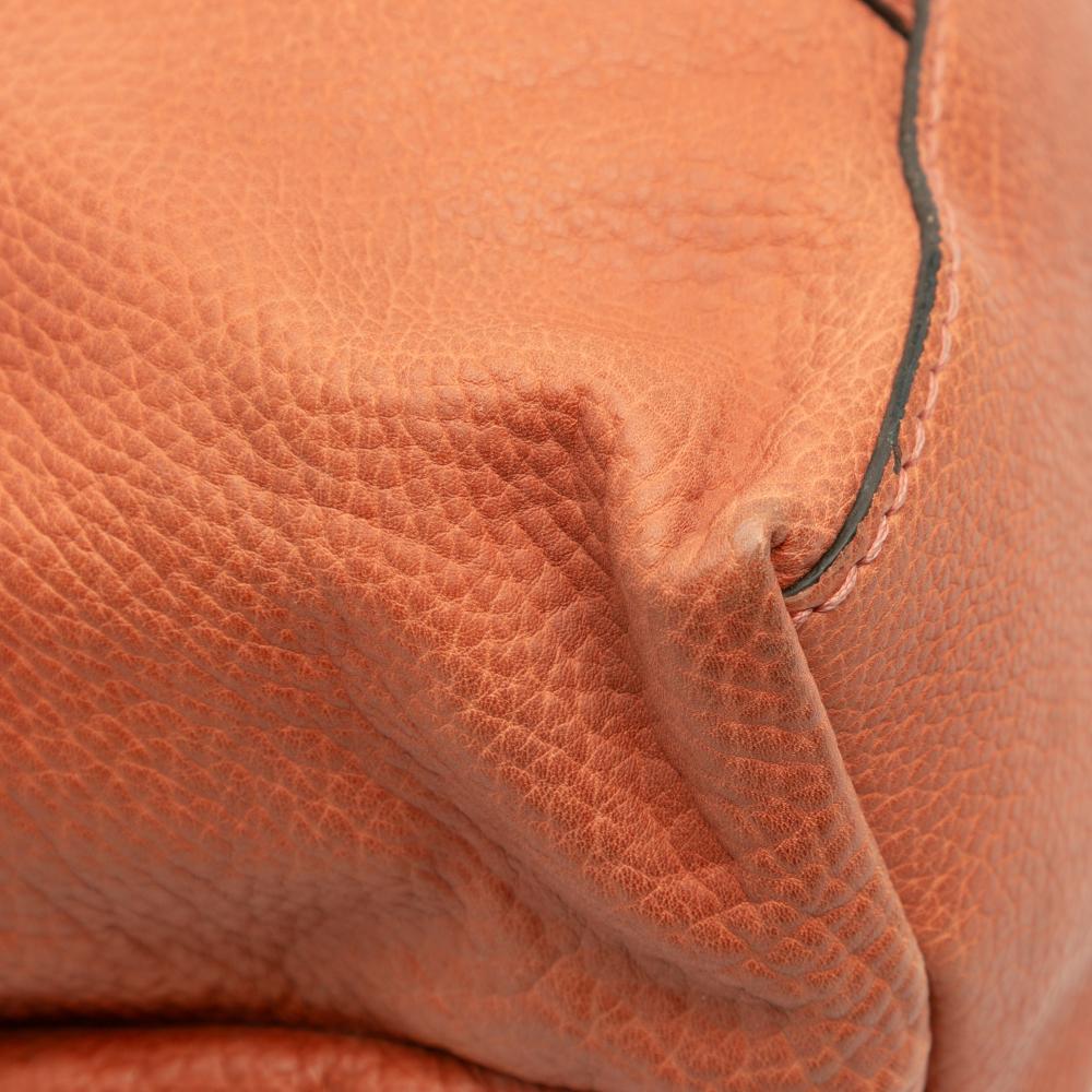 Gucci B Gucci Orange Dark Orange Calf Leather Medium Bamboo Libeccio Tote Italy