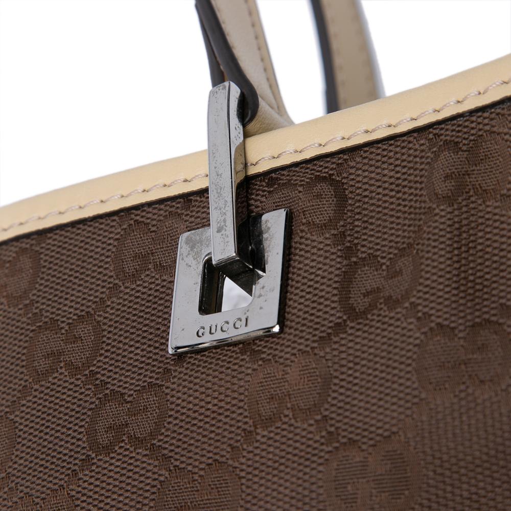 Gucci AB Gucci Brown Canvas Fabric GG Web Tote Italy