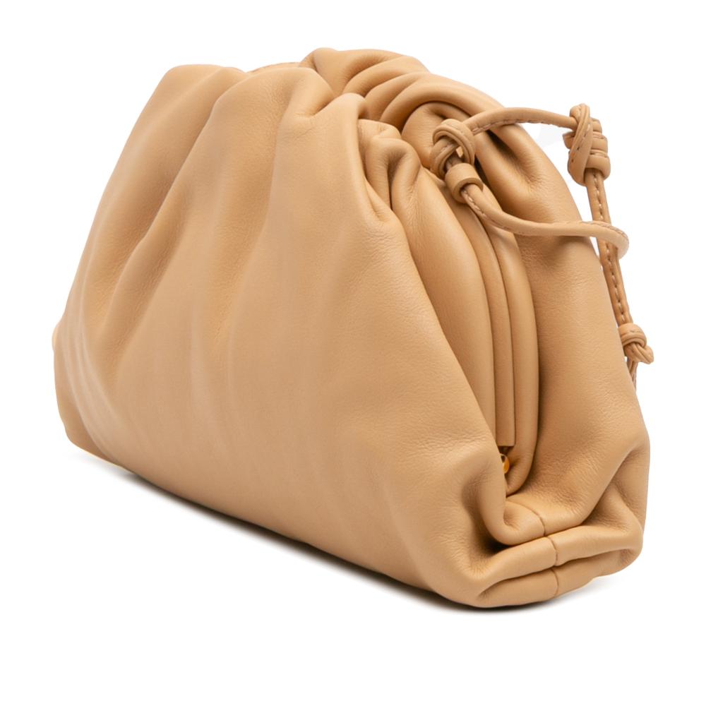 Bottega Veneta AB Bottega Veneta Brown Light Brown Lambskin Leather Leather Lambskin The Mini Pouch Crossbody Italy