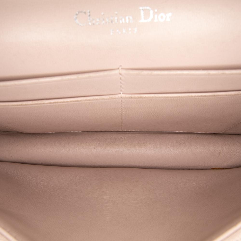 Christian Dior B Dior Brown Nude Calf Leather Grained skin Diorama Wallet on Chain Italy