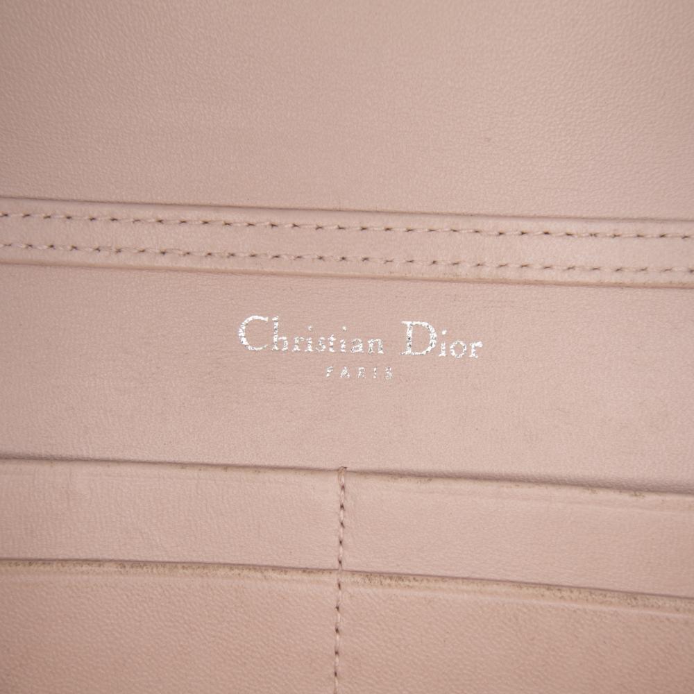 Christian Dior B Dior Brown Nude Calf Leather Grained skin Diorama Wallet on Chain Italy