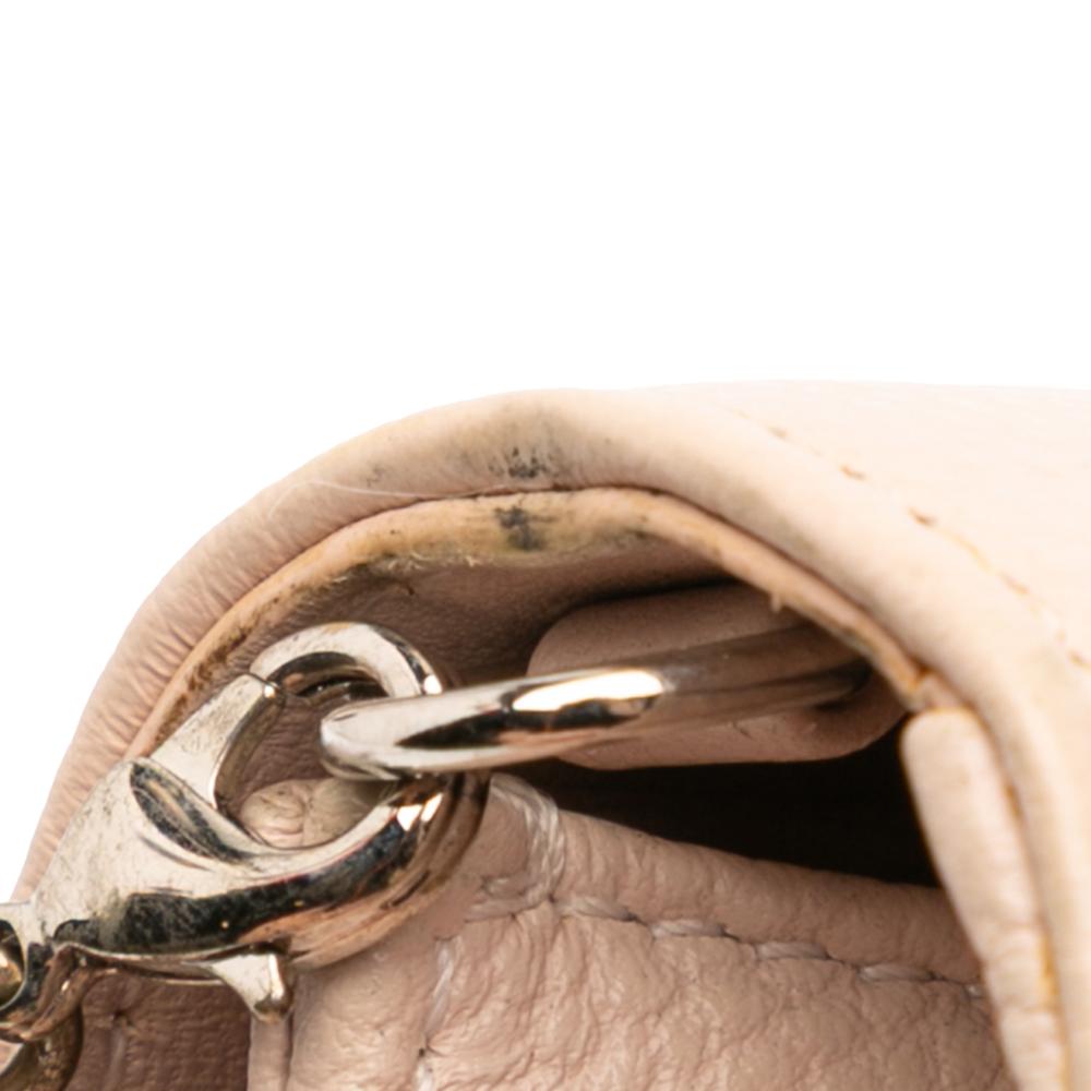 Christian Dior B Dior Brown Nude Calf Leather Grained skin Diorama Wallet on Chain Italy