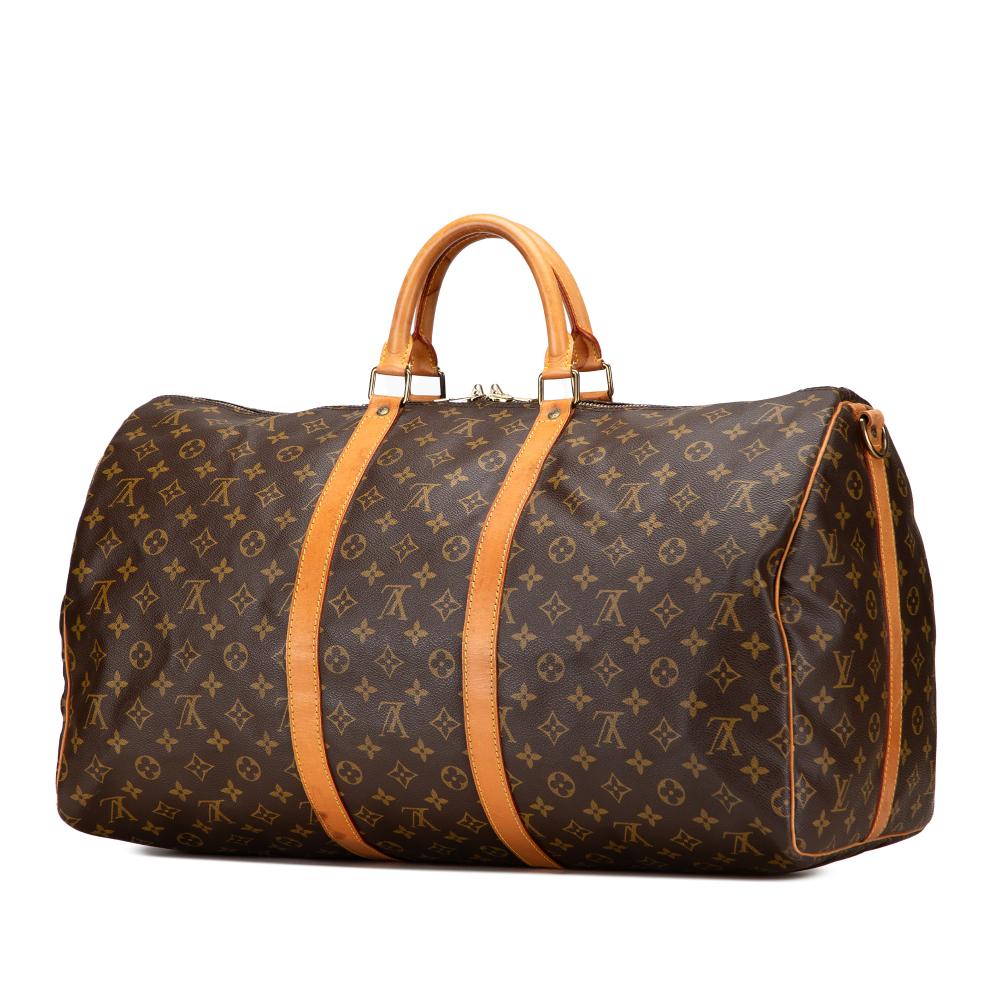 Louis Vuitton B Louis Vuitton Brown Monogram Canvas Canvas Monogram Keepall Bandouliere 55 France