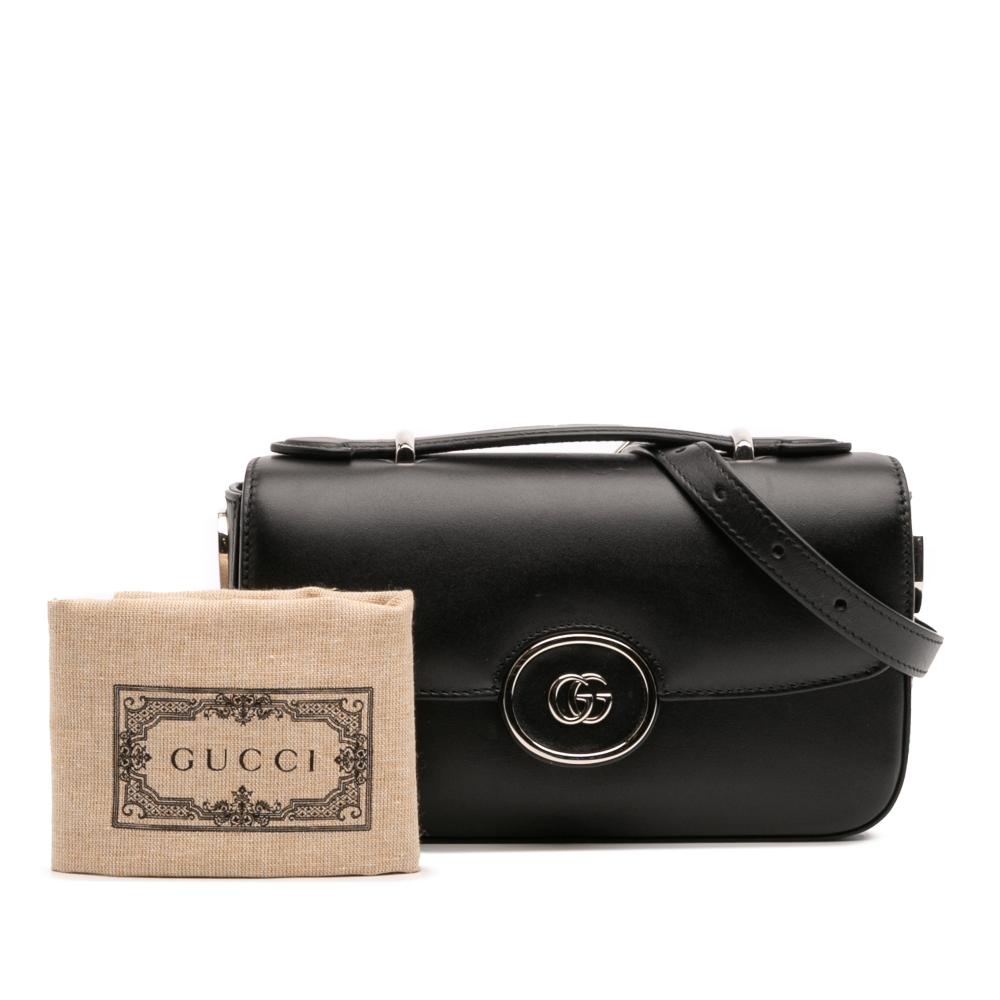 Gucci B Gucci Black Calf Leather Mini Petite GG Satchel Italy