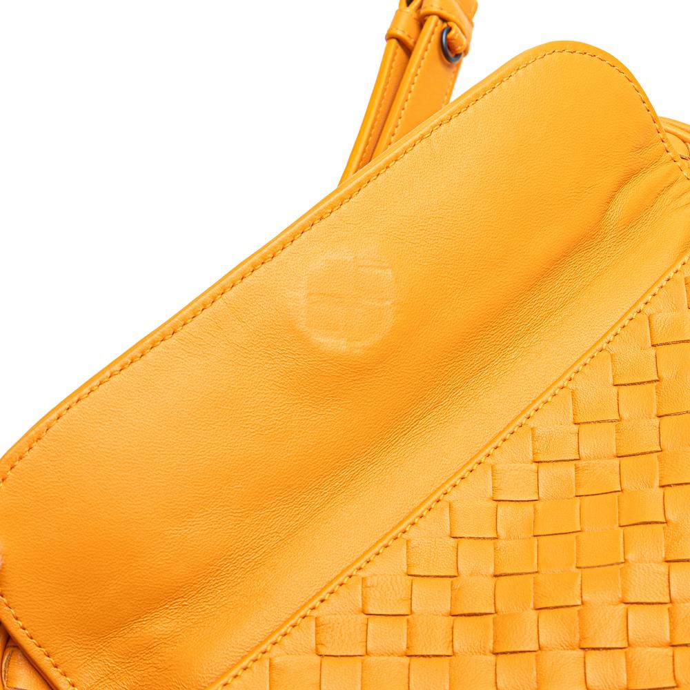 Bottega Veneta Yellow Nappa Intrecciato Front Pocket Messenger Bag Italy
