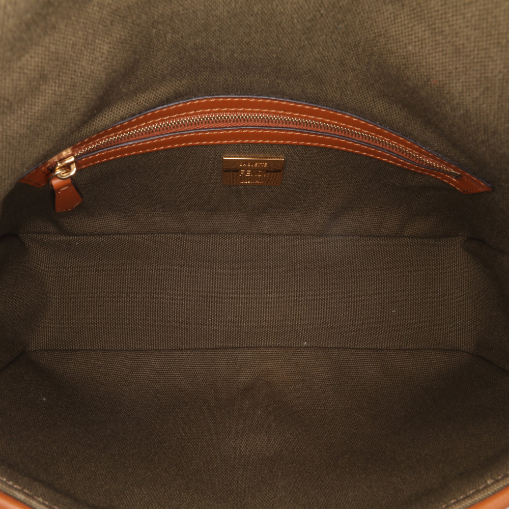 Fendi Zucca Medium Canvas Baguette Handbag Brown