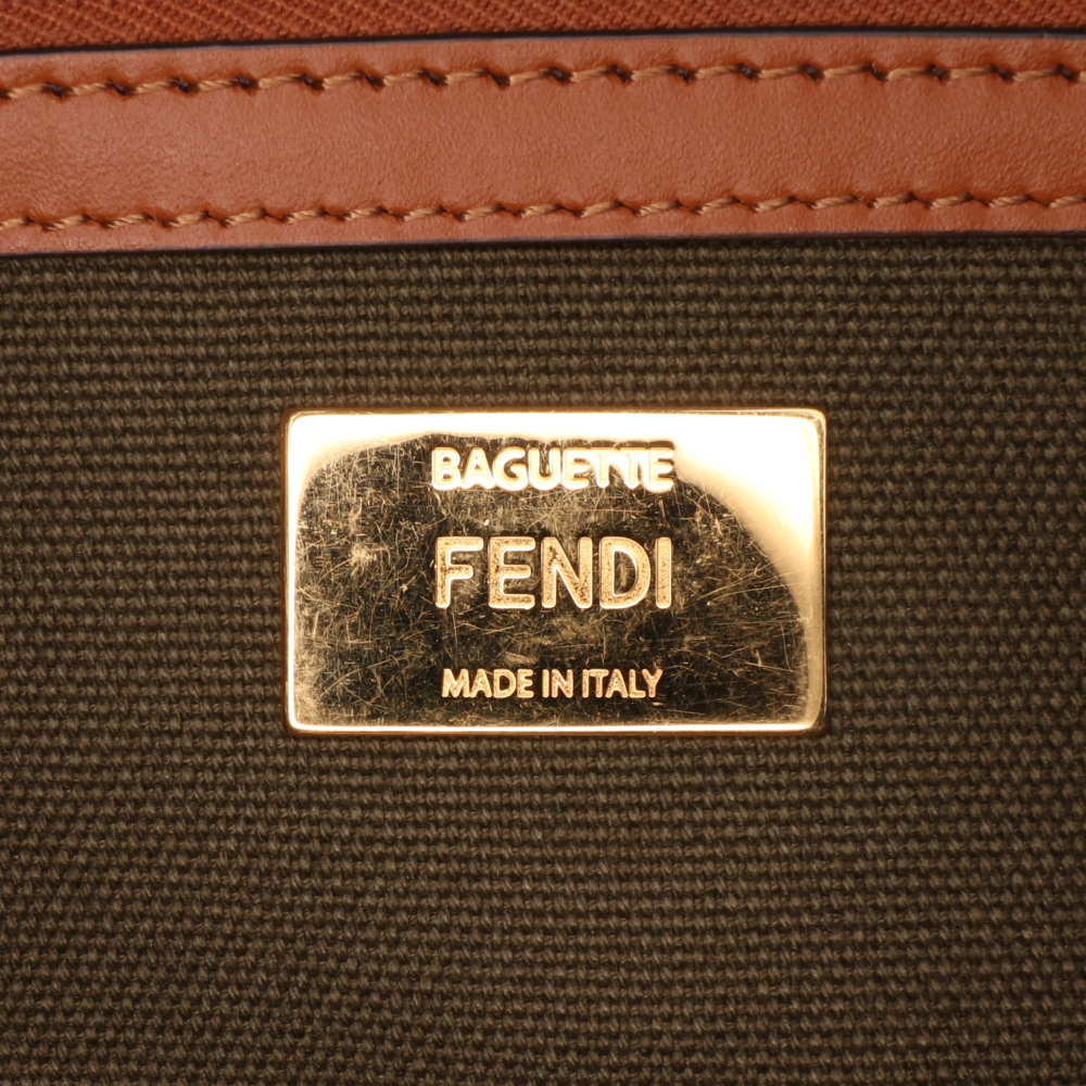 Fendi Zucca Medium Canvas Baguette Handbag Brown