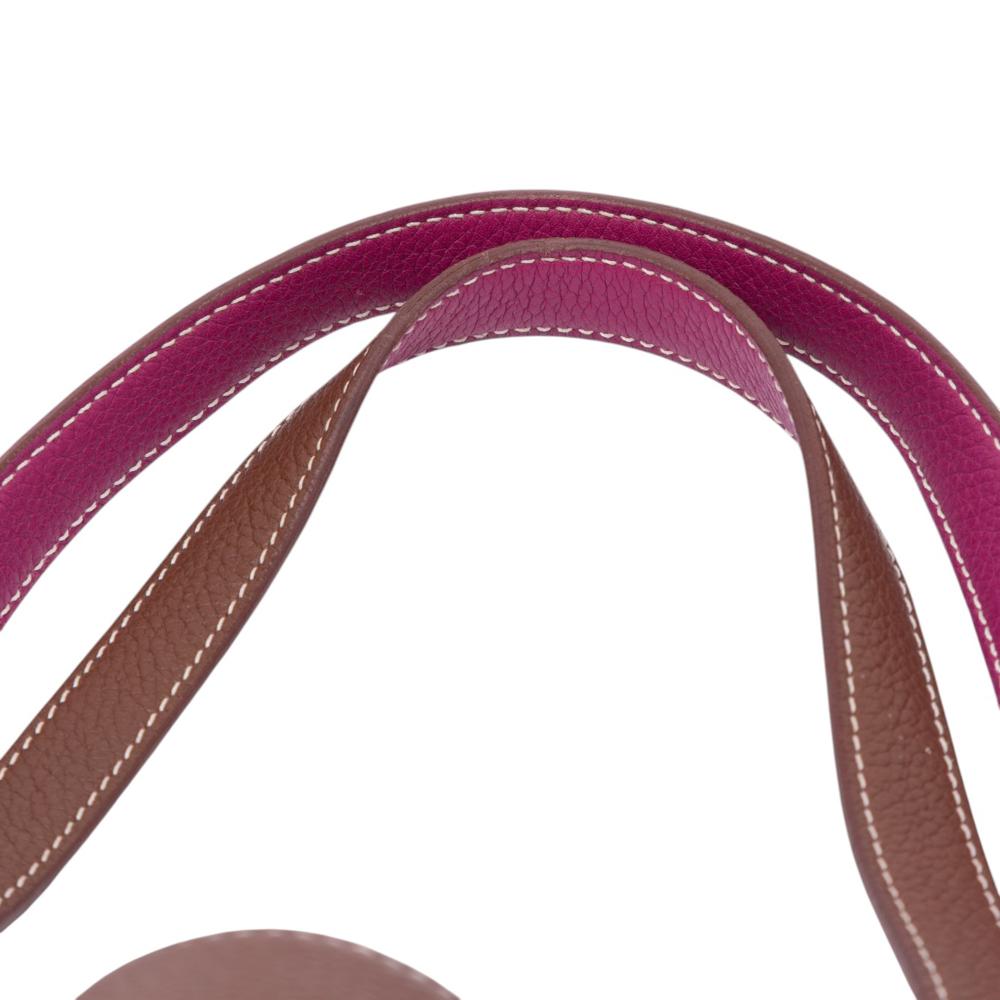 Hermès B Hermès Brown with Pink Dark Pink Calf Leather Clemence Double Sens 36 France