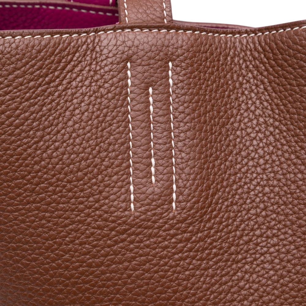 Hermès B Hermès Brown with Pink Dark Pink Calf Leather Clemence Double Sens 36 France