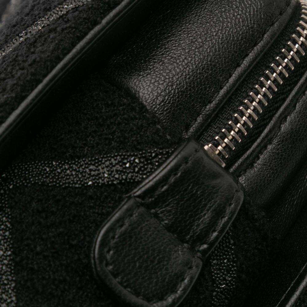 Chanel B Chanel Black Tweed Fabric and Resin Zipped Chain Shopping Bag France