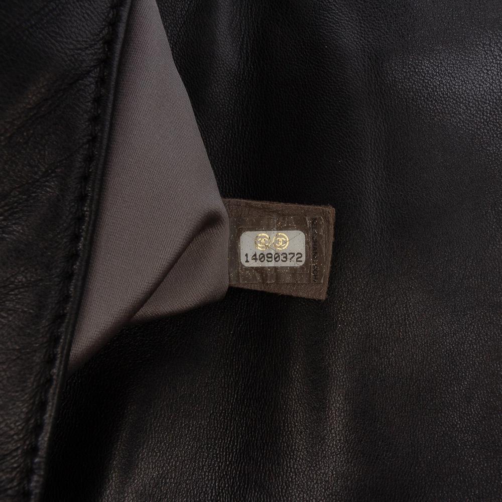 Chanel B Chanel Black Lambskin Leather Leather Quilted Metallic Distressed Lambskin CC Crystal Flap Italy