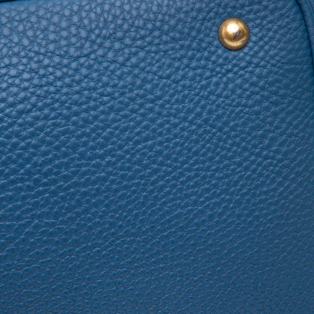 Miu Miu B Miu Miu Blue Calf Leather Pebbled Convertible Tote Italy