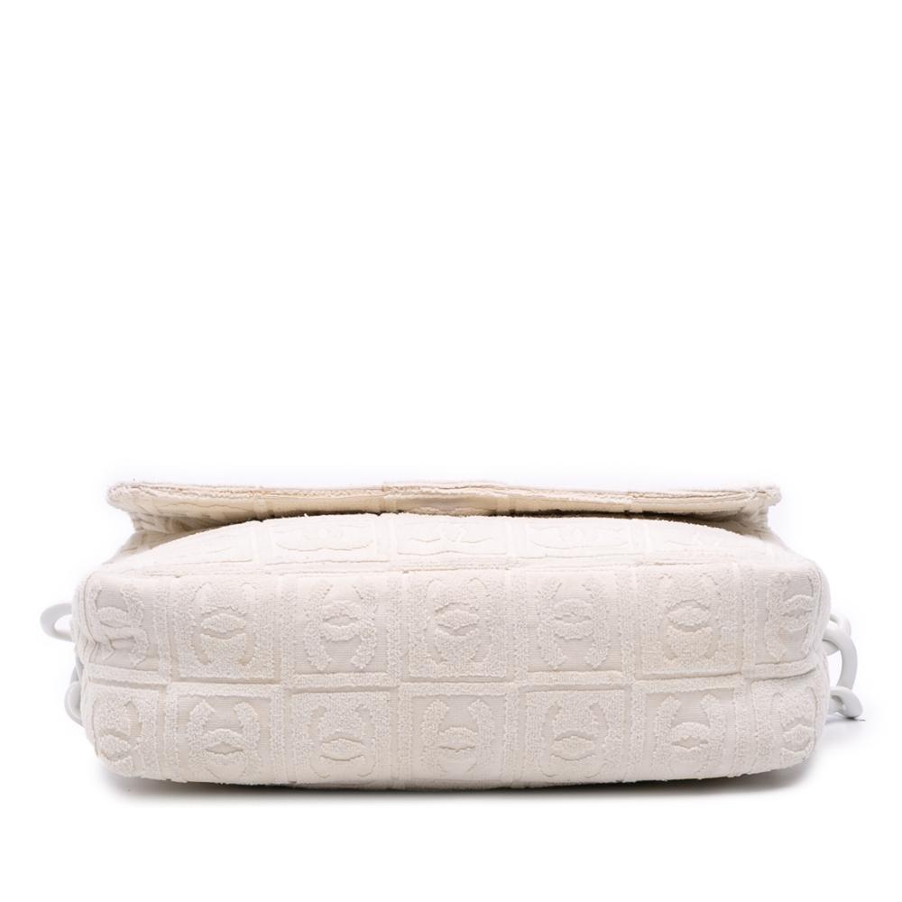Chanel B Chanel White Off White Cotton Fabric Terry Cloth Sport Line Flap Italy