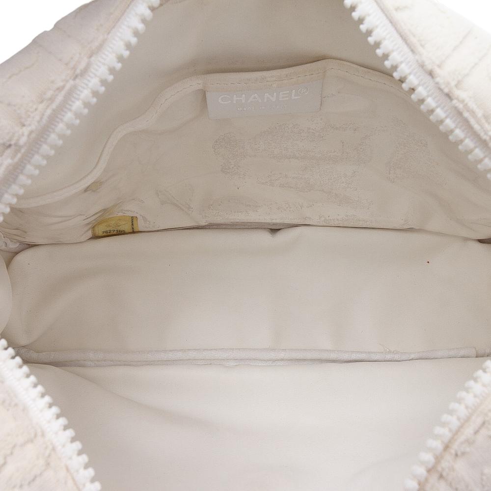 Chanel B Chanel White Off White Cotton Fabric Terry Cloth Sport Line Flap Italy