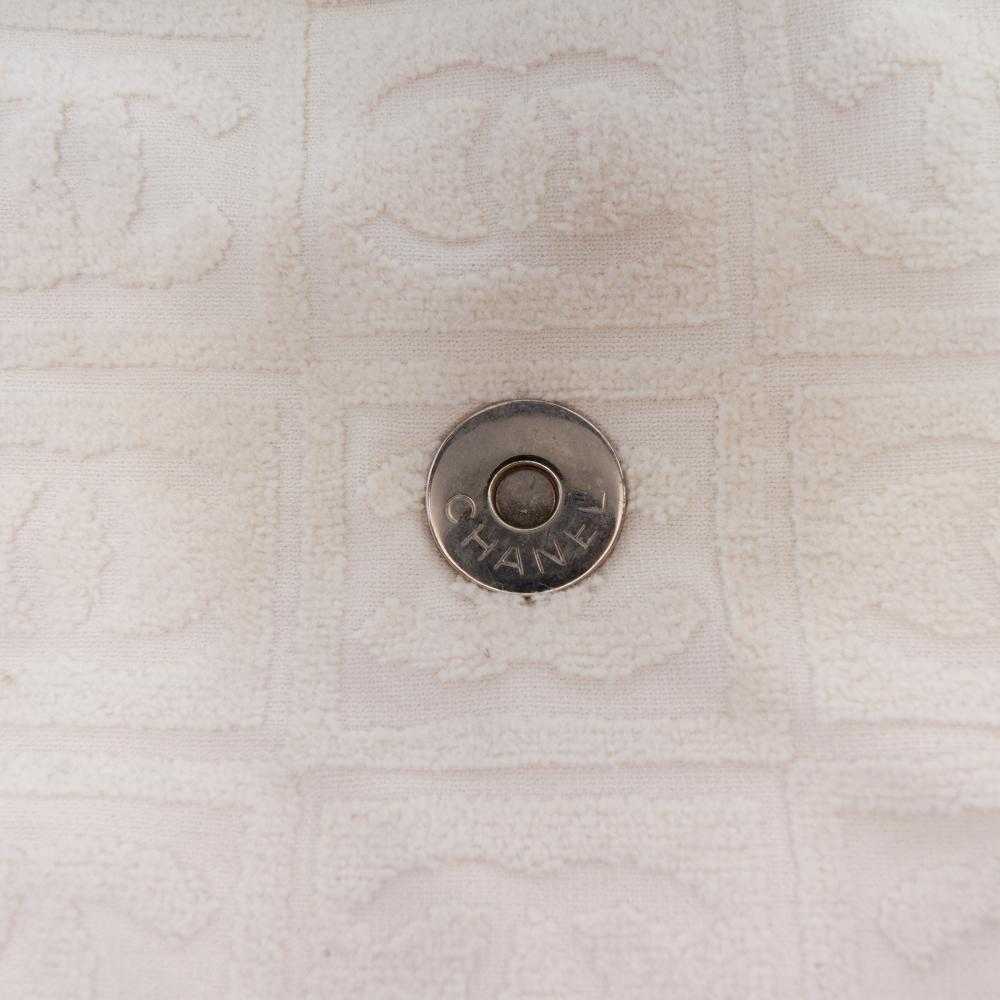 Chanel B Chanel White Off White Cotton Fabric Terry Cloth Sport Line Flap Italy