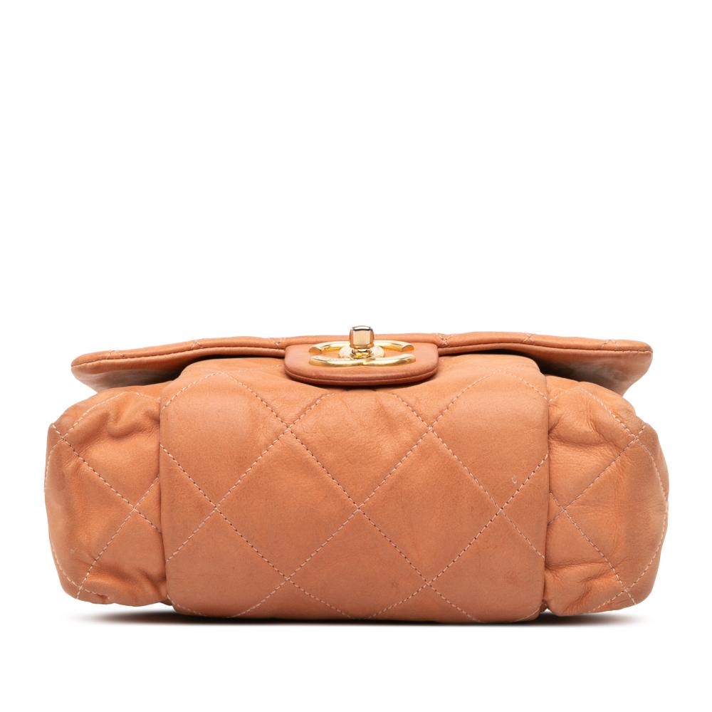 Chanel B Chanel Orange Peach Calf Leather Small Aged skin Chic Quilt Flap Italy