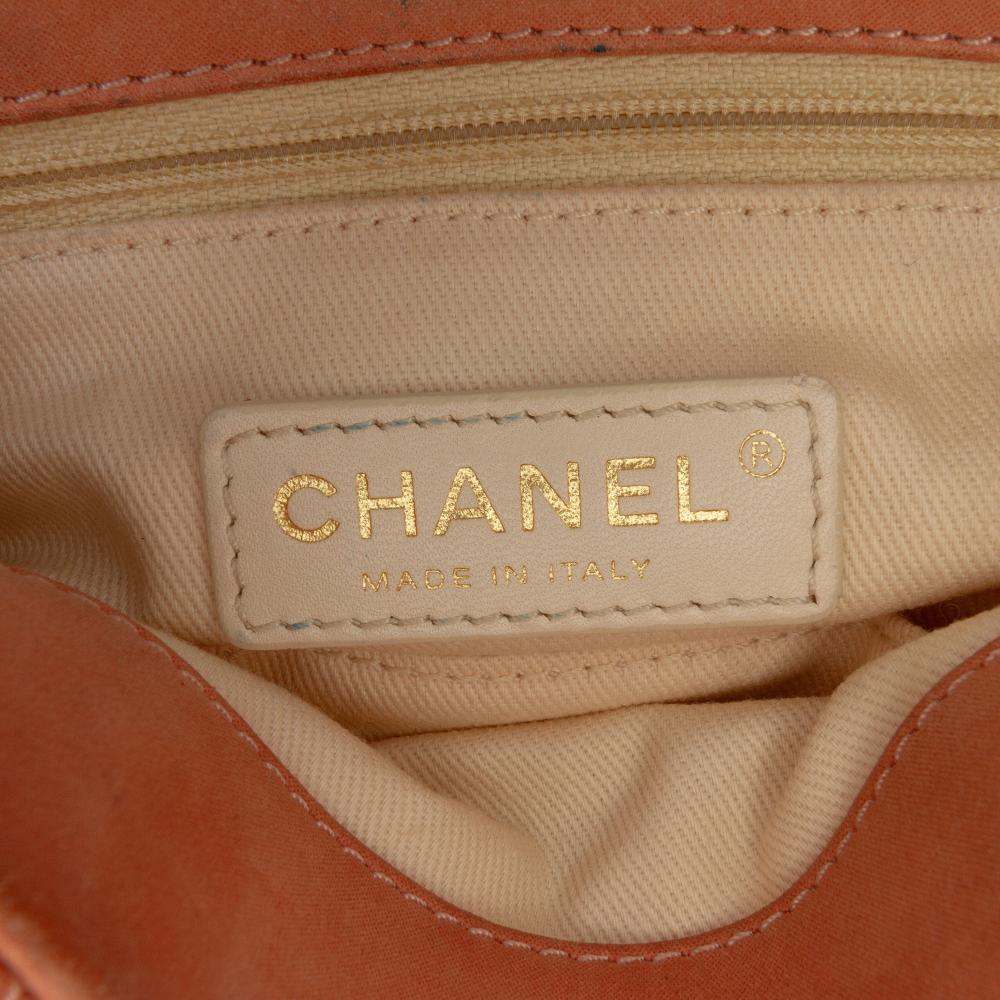 Chanel B Chanel Orange Peach Calf Leather Small Aged skin Chic Quilt Flap Italy