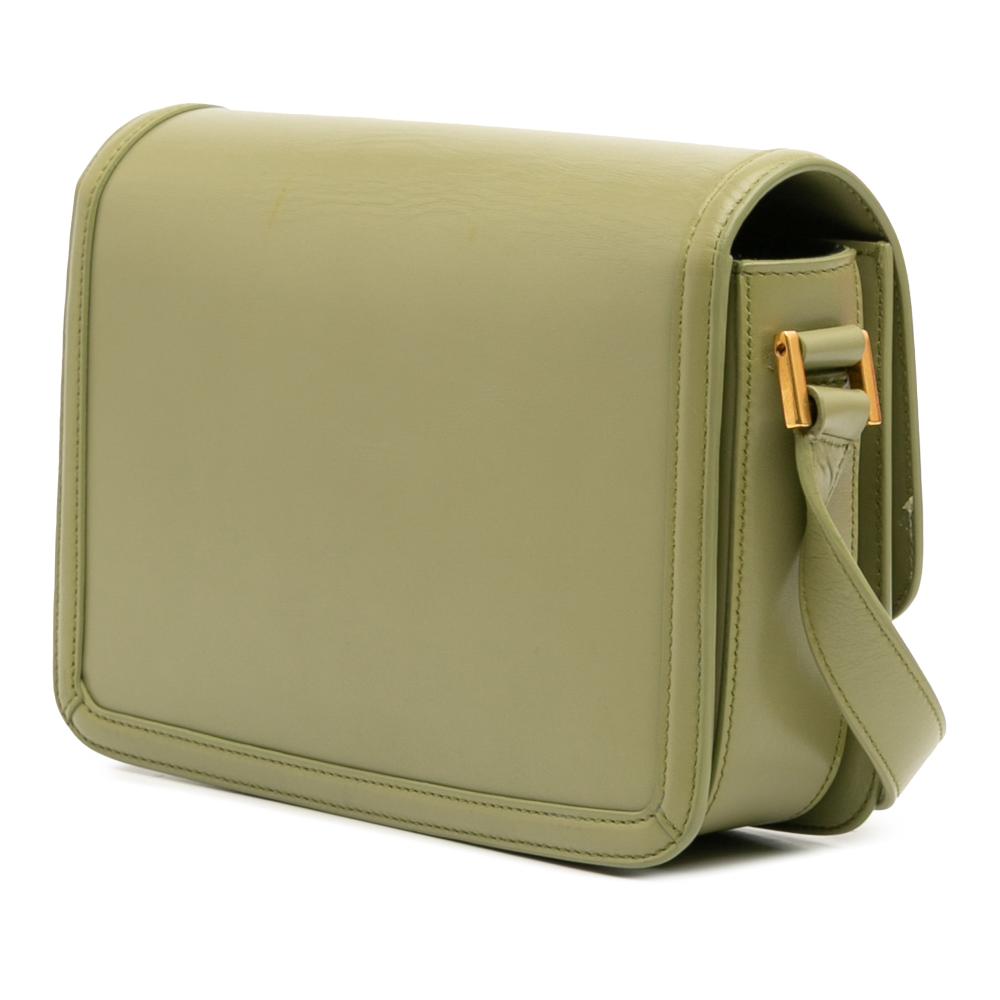 Saint Laurent B Saint Laurent Green Olive Green Calf Leather Medium Solferino Satchel In Box Italy