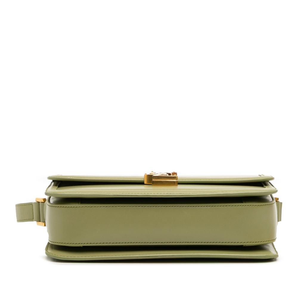 Saint Laurent B Saint Laurent Green Olive Green Calf Leather Medium Solferino Satchel In Box Italy