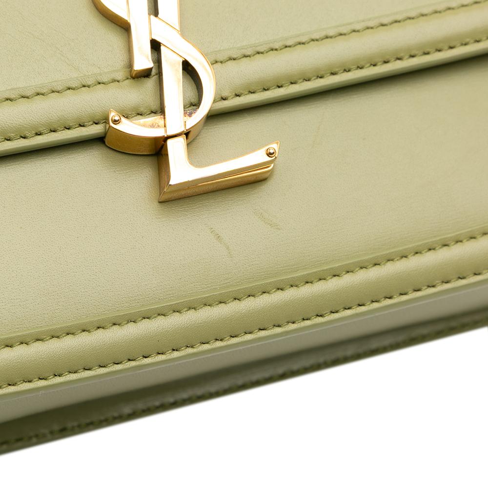 Saint Laurent B Saint Laurent Green Olive Green Calf Leather Medium Solferino Satchel In Box Italy
