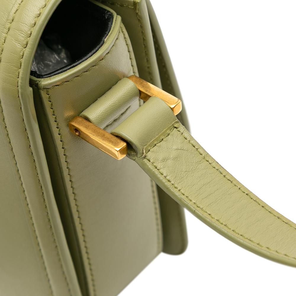 Saint Laurent B Saint Laurent Green Olive Green Calf Leather Medium Solferino Satchel In Box Italy