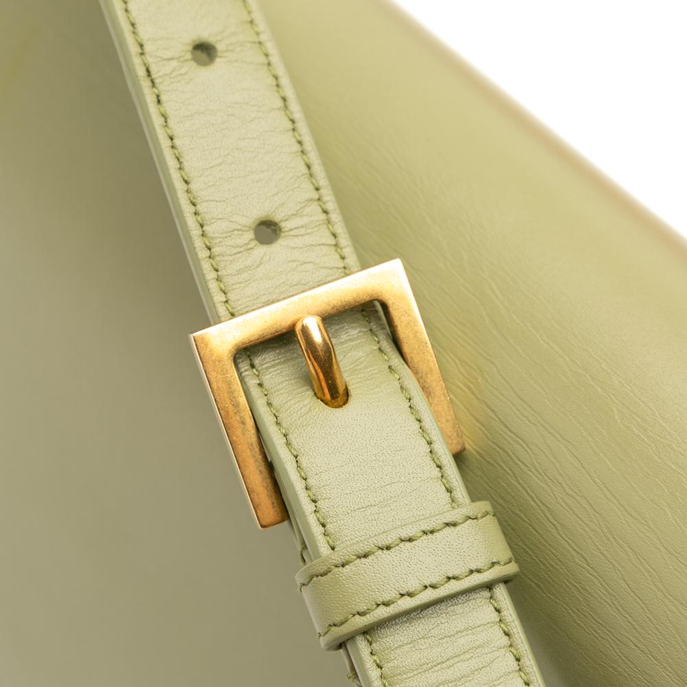 Saint Laurent B Saint Laurent Green Olive Green Calf Leather Medium Solferino Satchel In Box Italy