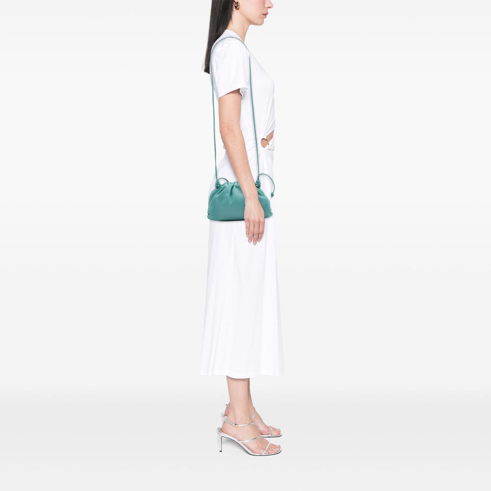 Bottega Veneta AB Bottega Veneta Blue Turquoise Lambskin Leather Leather Lambskin The Mini Pouch Crossbody Italy