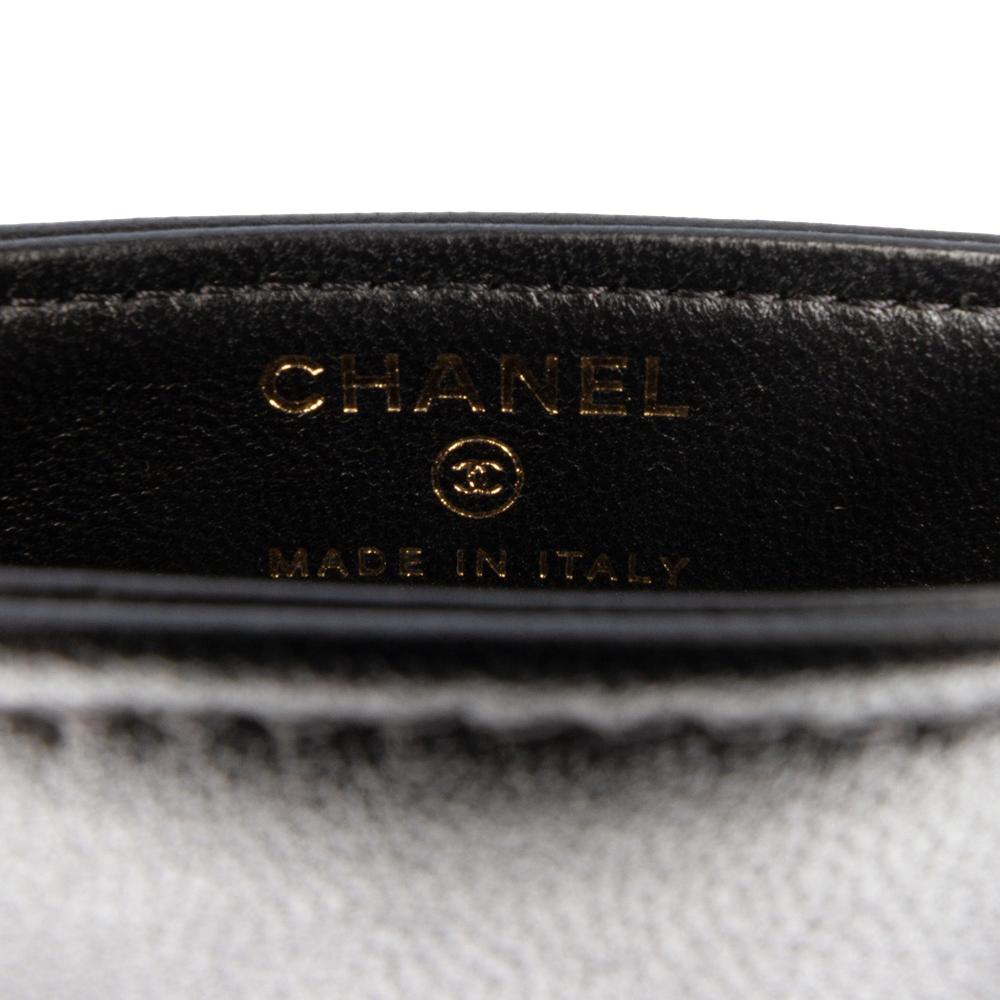 Chanel AB Chanel Black Lambskin Leather Leather CC Quilted Lambskin Chain Around Phone Holder Italy