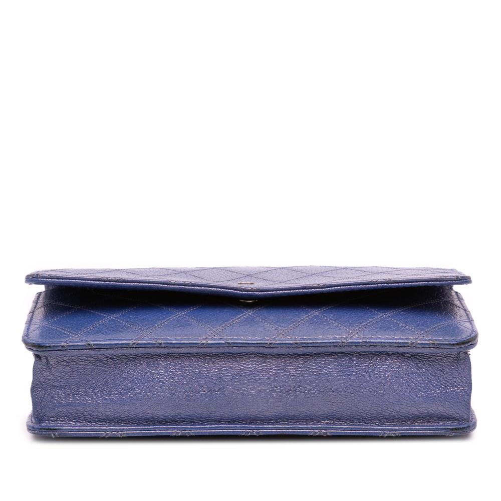 Chanel B Chanel Blue Calf Leather CC skin Double Stitched Wallet on Chain Italy