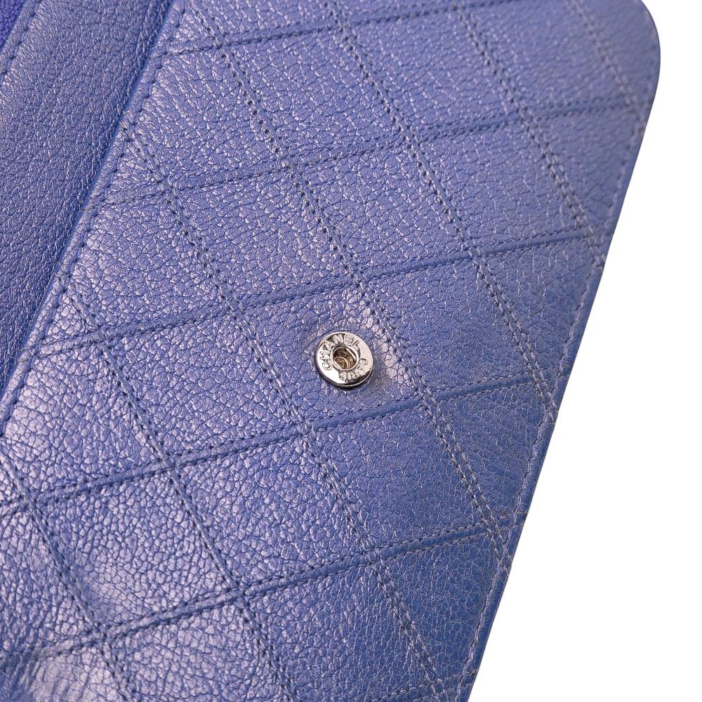 Chanel B Chanel Blue Calf Leather CC skin Double Stitched Wallet on Chain Italy