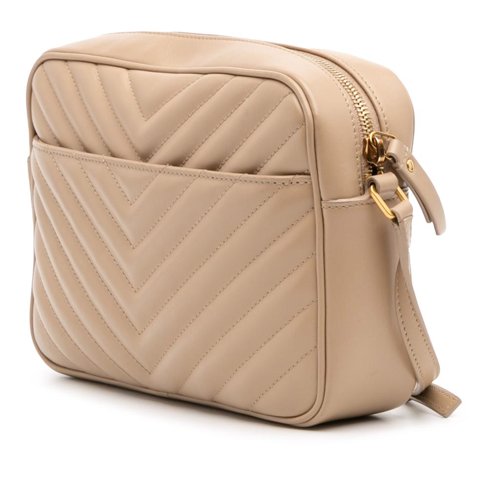 Saint Laurent B Saint Laurent Brown Beige Calf Leather Matelasse Monogram Lou Camera Bag Italy