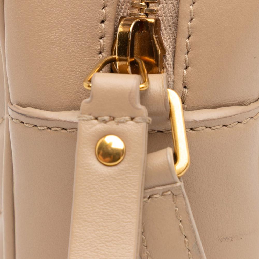 Saint Laurent B Saint Laurent Brown Beige Calf Leather Matelasse Monogram Lou Camera Bag Italy