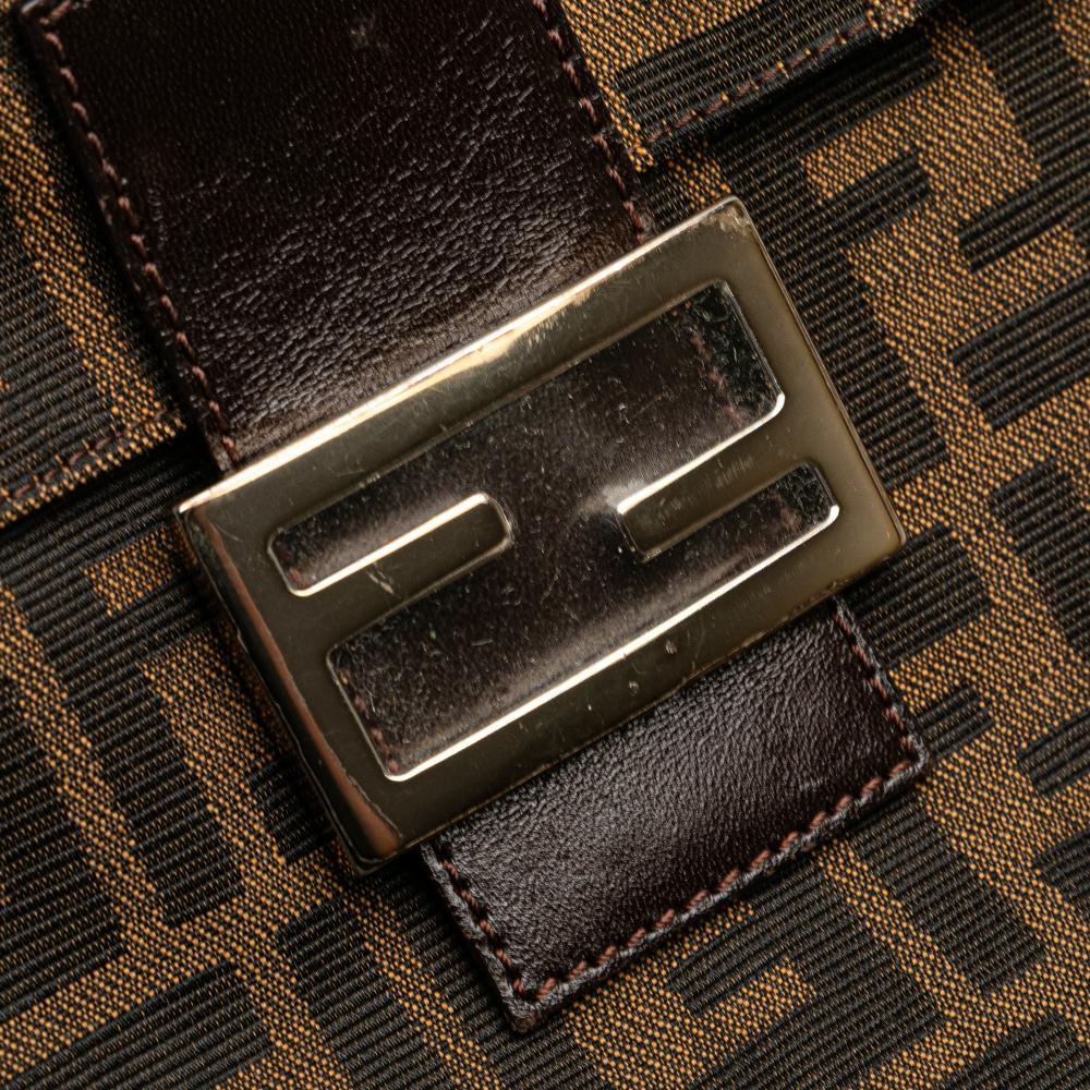 Fendi B Fendi Brown Canvas Fabric Zucca Shoulder Bag Italy