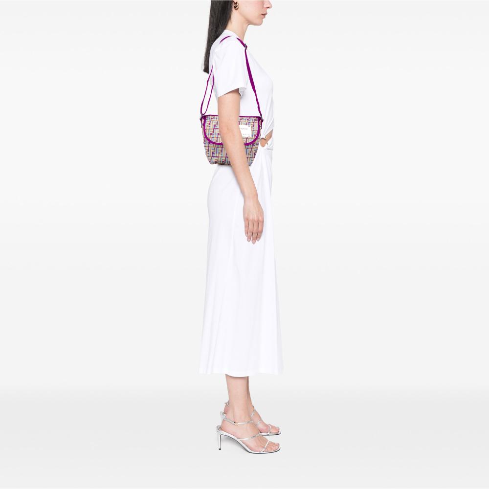 Fendi B Fendi Purple Nylon Fabric Zucca Crossbody Italy