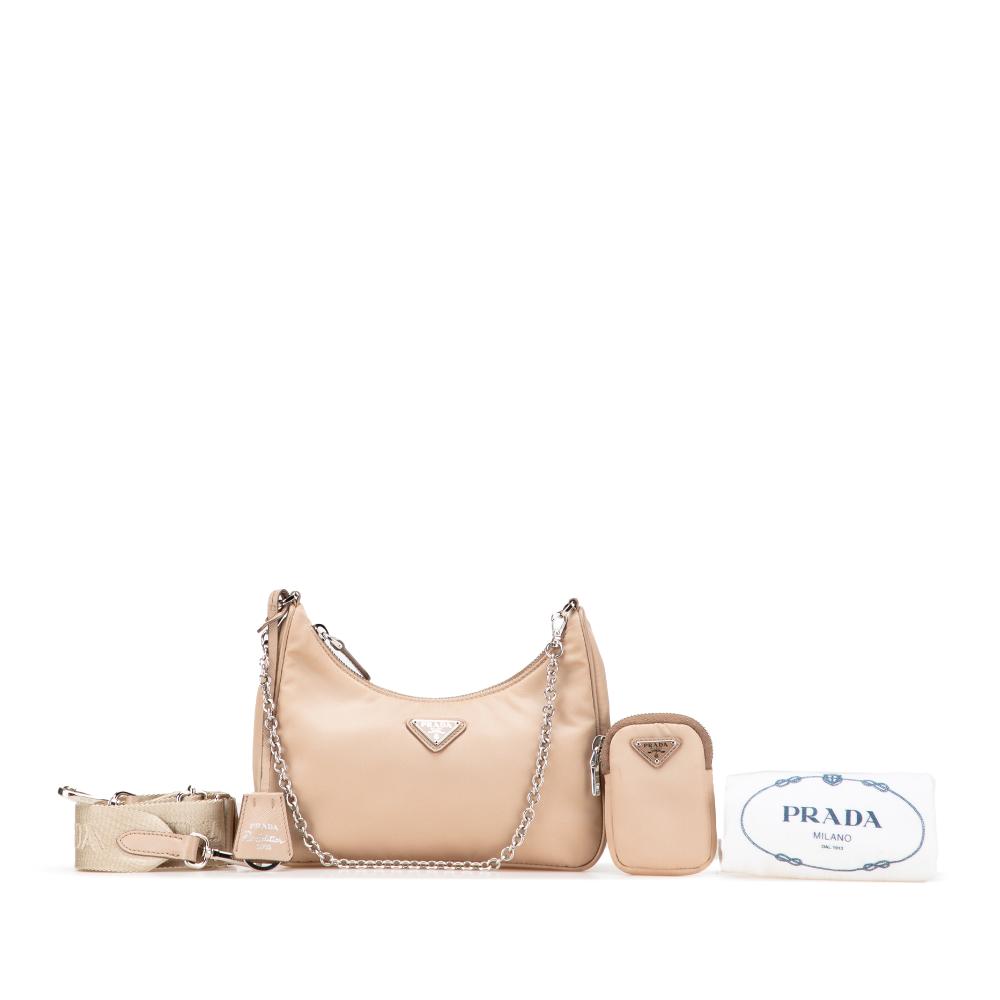 Prada AB Prada Brown Beige Nylon Fabric Re Re Edition 2005 Satchel Italy
