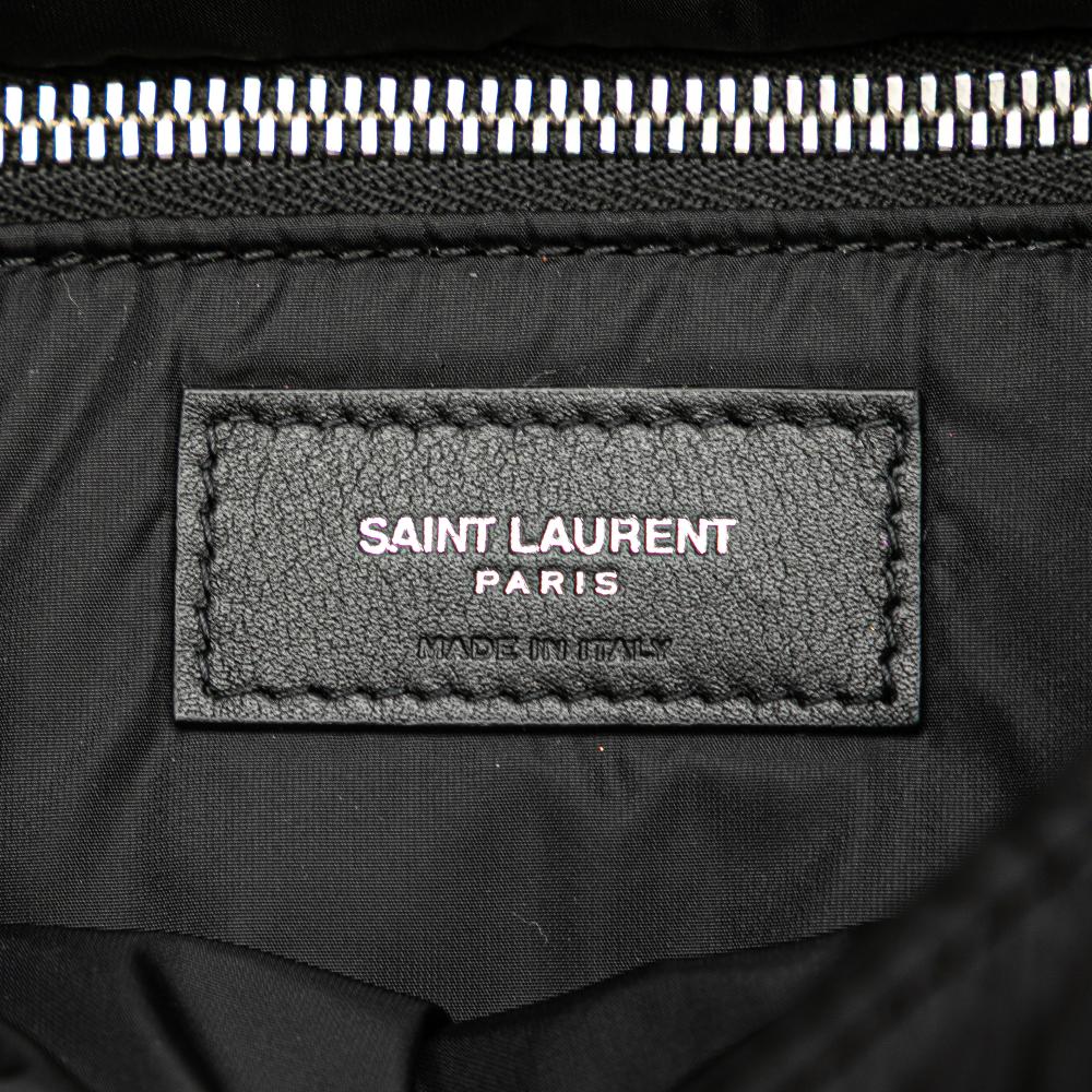 Saint Laurent B Saint Laurent Black Nylon Fabric Quilted Econyl Lou Puffer Messenger Bag Italy
