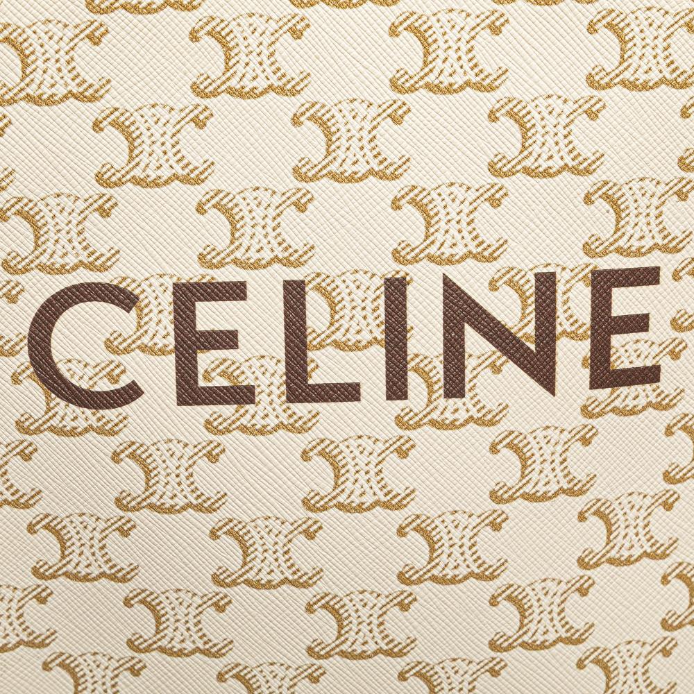 Celine AB Celine White Coated Canvas Fabric Mini Triomphe Vertical Cabas Satchel Italy