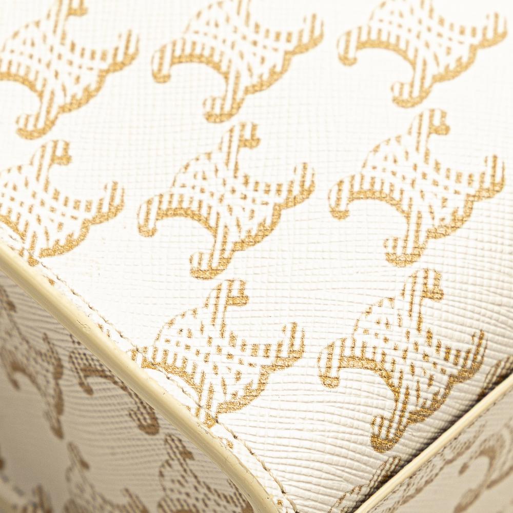 Celine AB Celine White Coated Canvas Fabric Mini Triomphe Vertical Cabas Satchel Italy