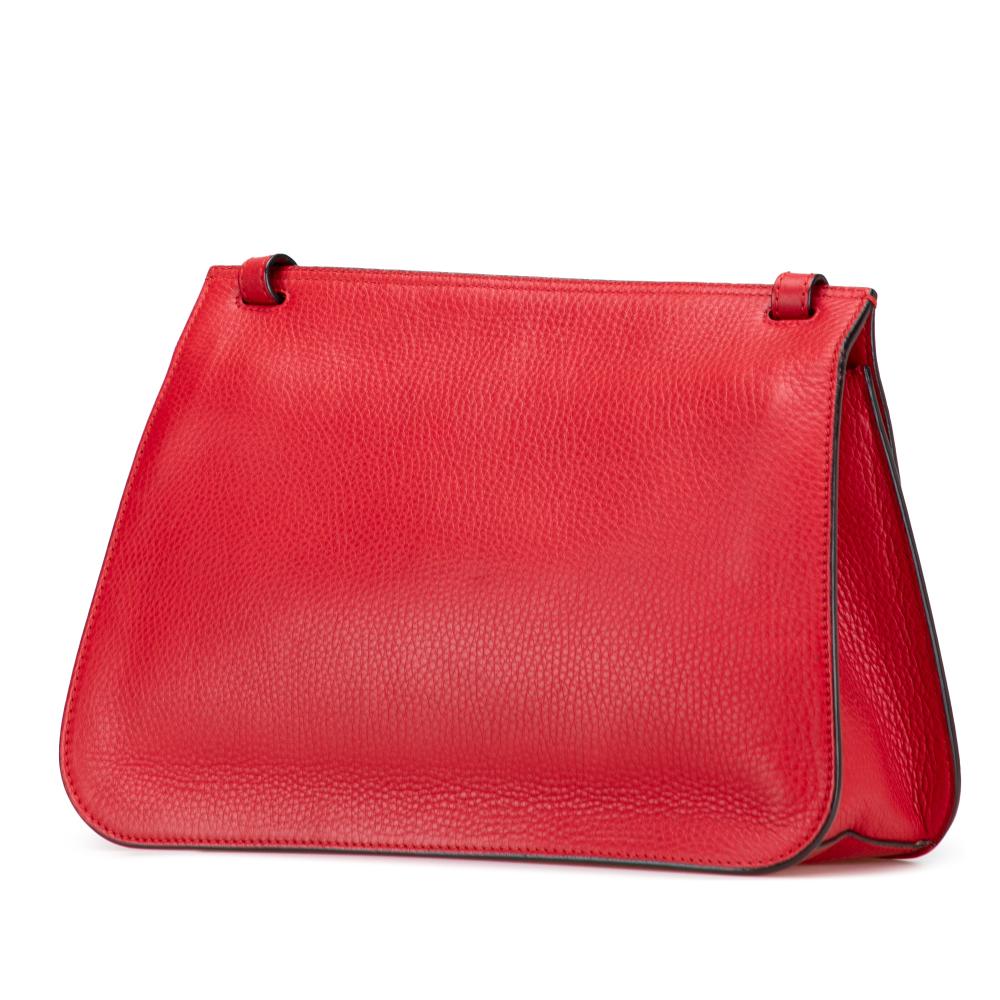 Gucci B Gucci Red Calf Leather Medium Bamboo Daily Crossbody Italy