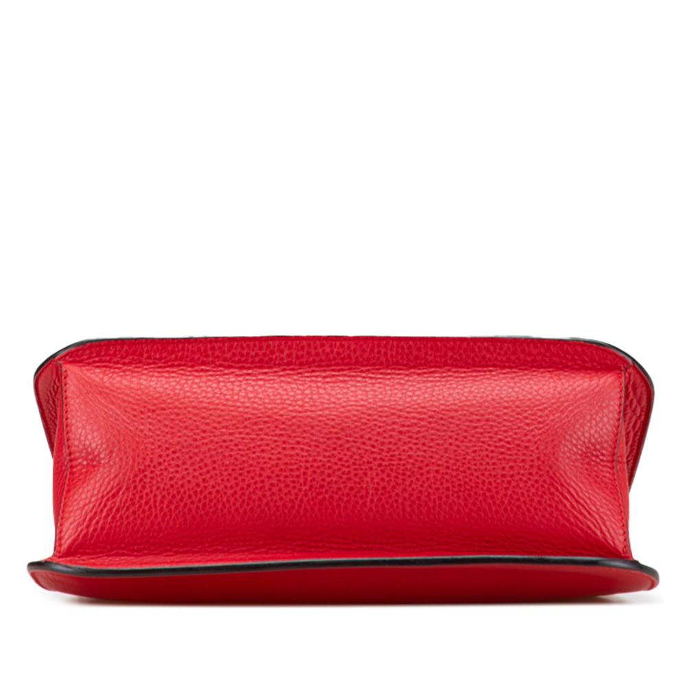 Gucci B Gucci Red Calf Leather Medium Bamboo Daily Crossbody Italy