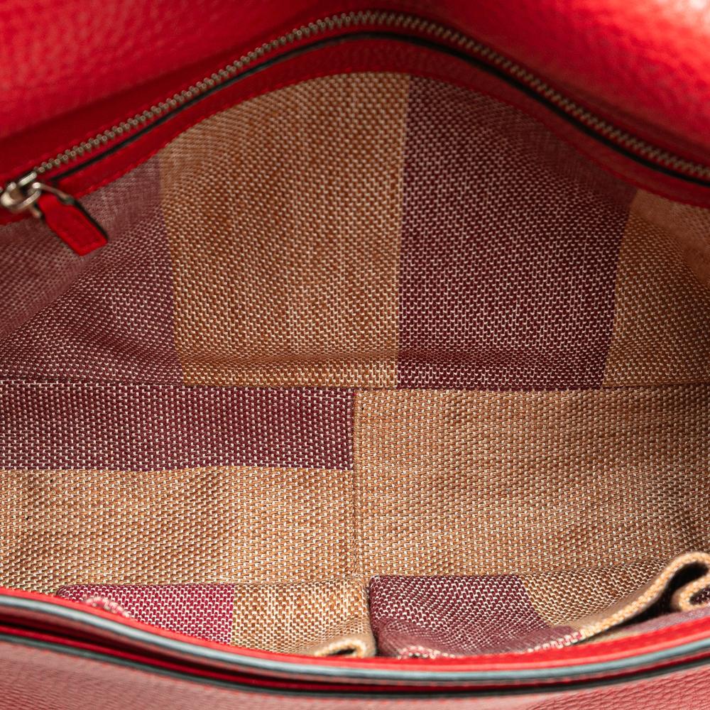 Gucci B Gucci Red Calf Leather Medium Bamboo Daily Crossbody Italy