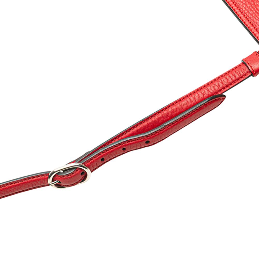 Gucci B Gucci Red Calf Leather Medium Bamboo Daily Crossbody Italy