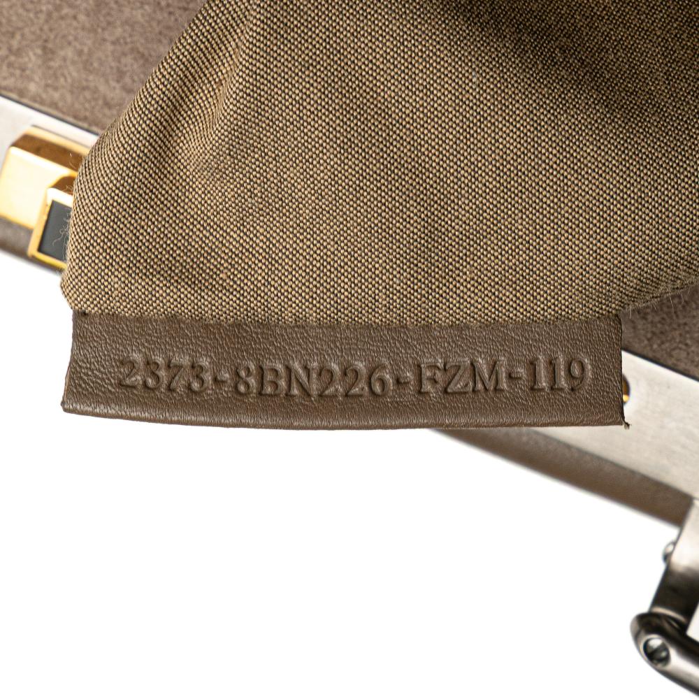 Fendi B Fendi Brown Taupe Calf Leather Medium skin Peekaboo Iconic Satchel Italy