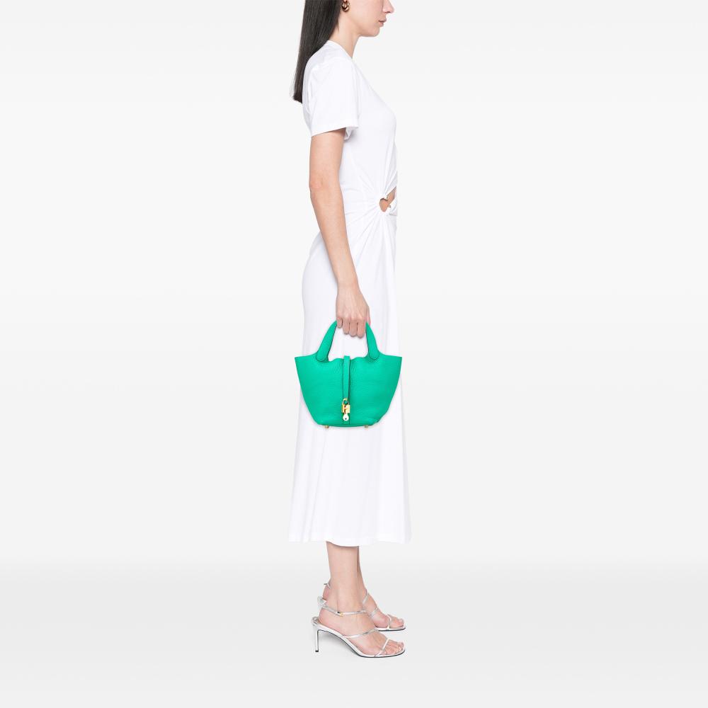 Hermès AB Hermès Green Calf Leather Clemence Picotin Lock 18 France