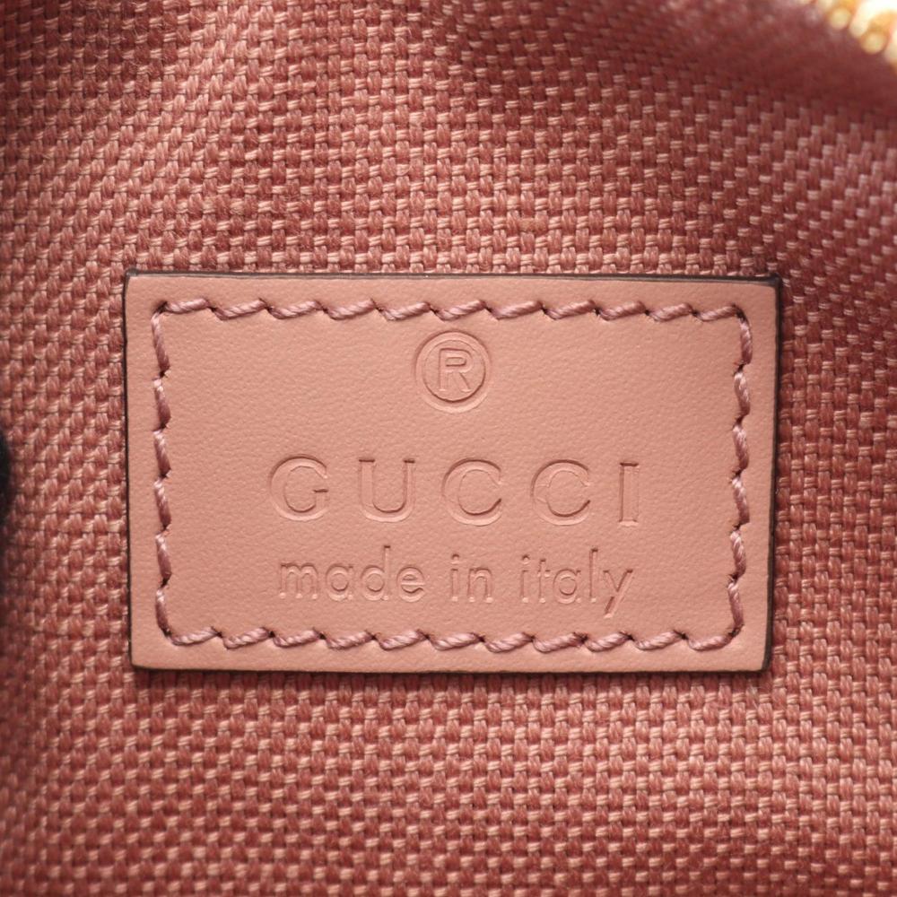 Gucci AB Gucci Pink Calf Leather Super Mini Jumbo GG Embossed Gilbert Top Handle Bag Italy