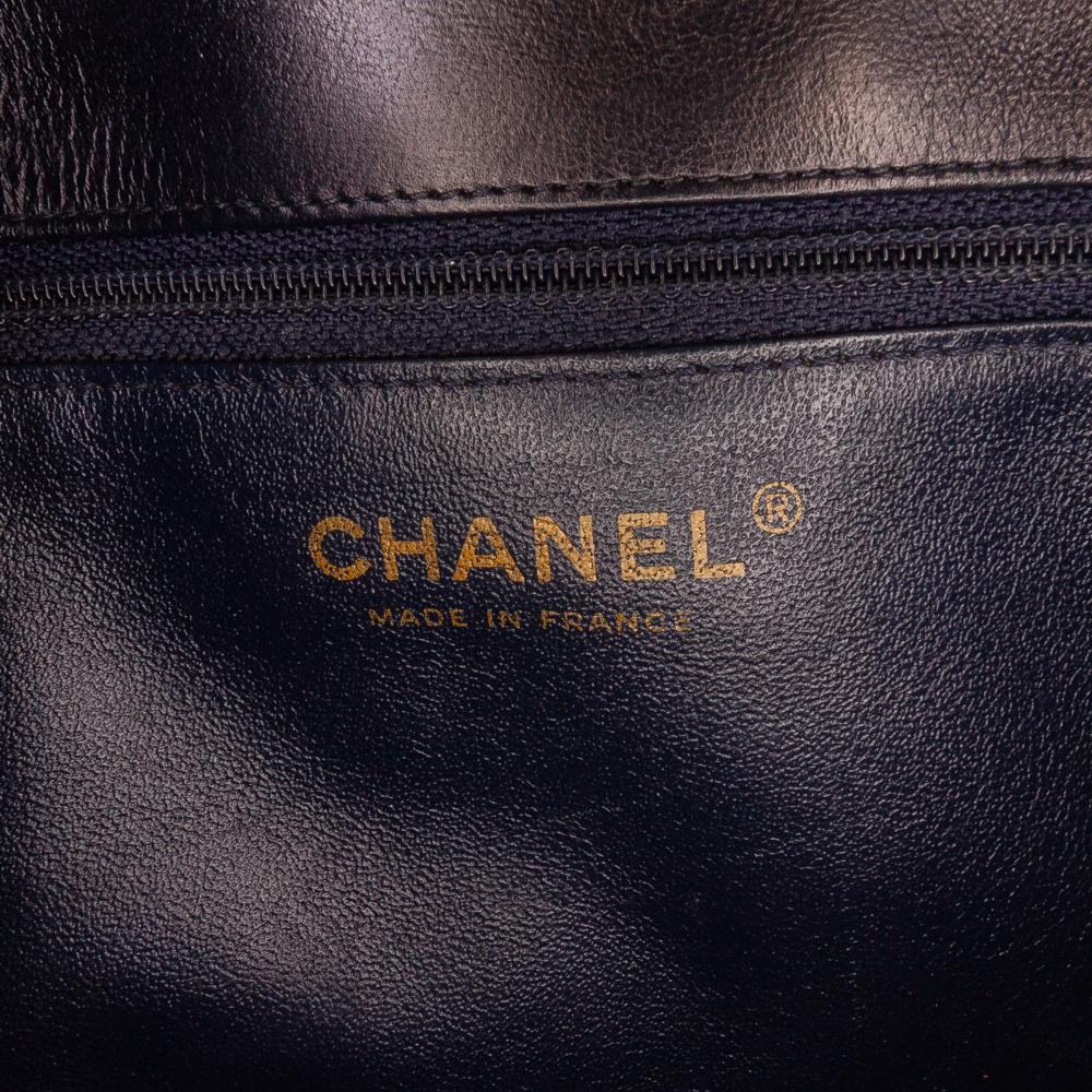 Chanel B Chanel Black Lambskin Leather Leather CC Horizontal Quilted Lambskin Double Flap France