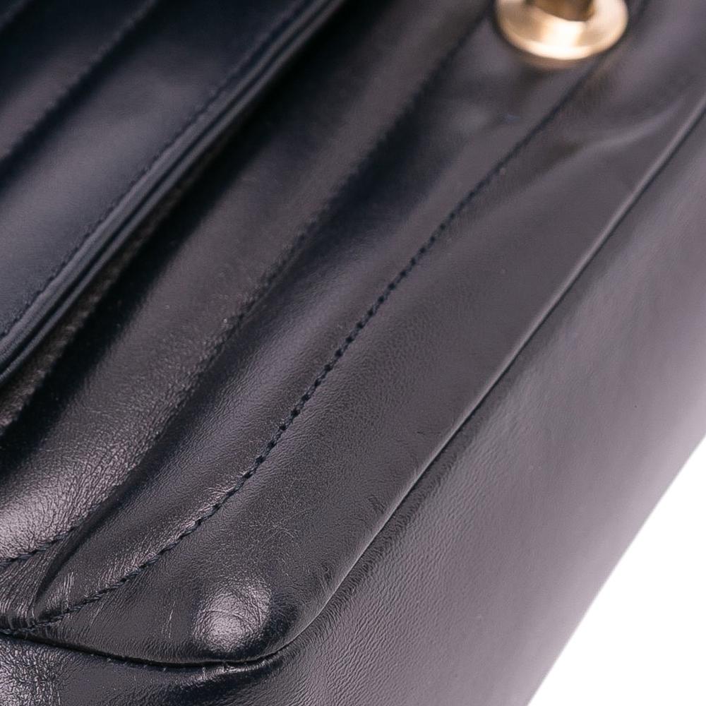 Chanel B Chanel Black Lambskin Leather Leather CC Horizontal Quilted Lambskin Double Flap France