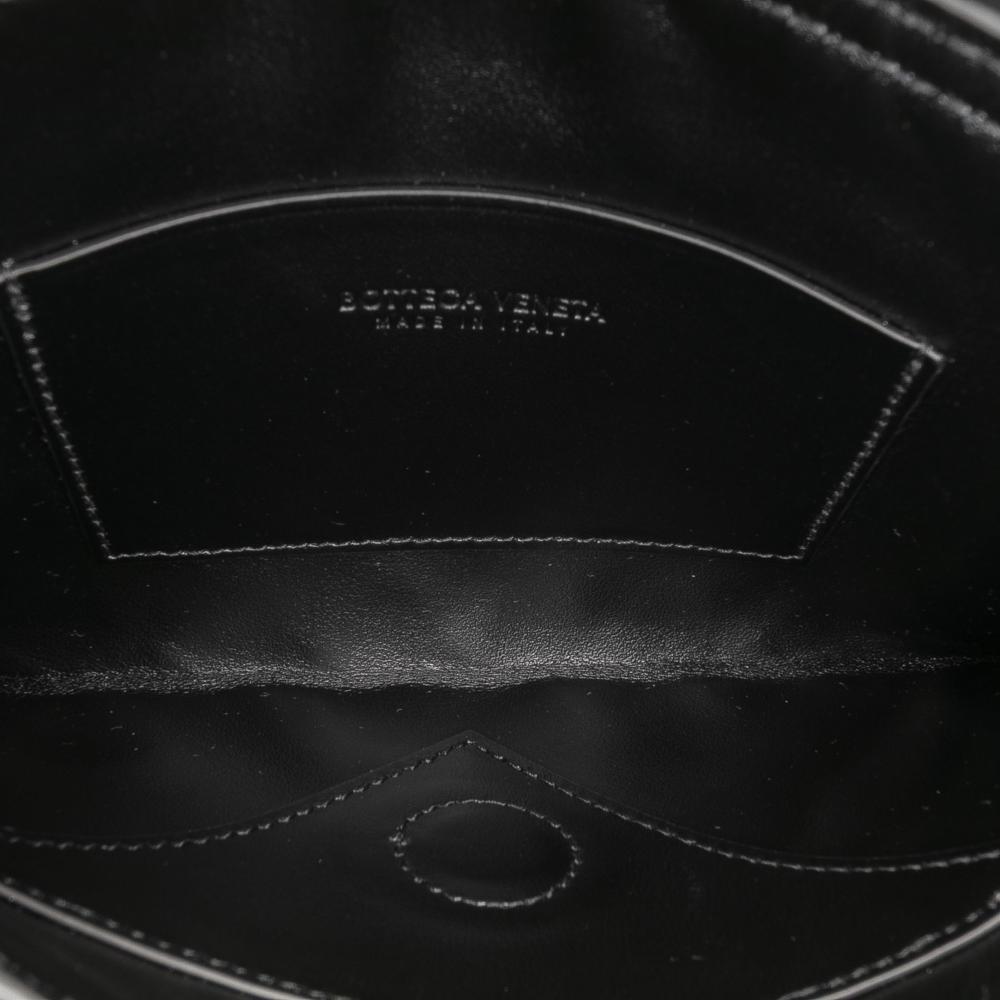 Bottega Veneta AB Bottega Veneta Black Calf Leather skin Intrecciato Solstice Phone Pouch Italy