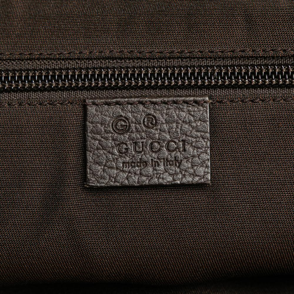 Gucci B Gucci Brown Beige Coated Canvas Fabric GG Crystal Belt Bag Italy